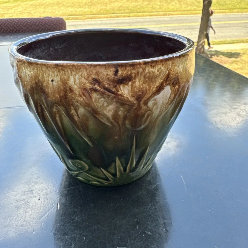 Antique stamped 30s Roseville Pottery RRP Planter Sun & Moon Jardiniere Signed‎